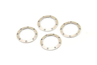 Silver Circle Charm, 24 Antique Silver Plated Brass Holes Circle, Round Connectors, Charms, Pendant,findings (17mm) Brs 531 A0194