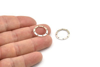 Silver Circle Charm, 24 Antique Silver Plated Brass Holes Circle, Round Connectors, Charms, Pendant,findings (17mm) Brs 531 A0194