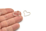 Silver Heart Connector, 24 Antique Silver Plated Brass Heart Connectors (20x17x0.80mm) D0538