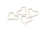 Silver Heart Connector, 24 Antique Silver Plated Brass Heart Connectors (20x17x0.80mm) D0538
