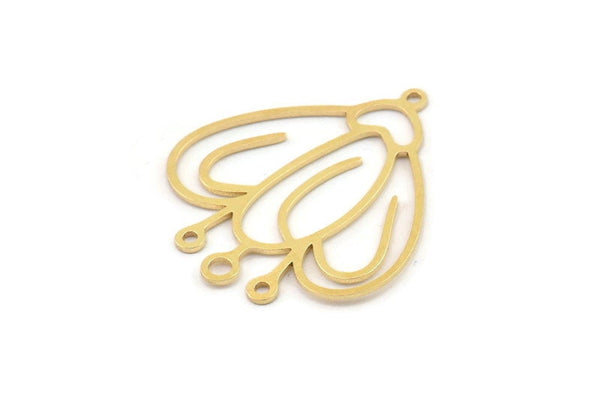 Brass Flower Charm, Raw Brass Flower Charms, Brass Earring Charms, Brass Charms for Jewelry Making (29x27x0.60mm) SMP1416