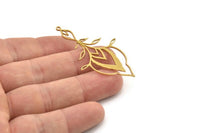 Brass Leaf Charm, Raw Brass Leaf Charms, Brass Earring Charms, Brass Charms for Jewelry Making (52x32x0.80mm) SMP1390