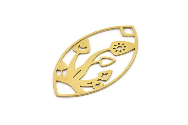 Brass Mushroom Charm, Raw Brass Mushroom Charms, Brass Earring Charms, Brass Charms for Jewelry Making (40x23x0.60mm) SMP1389