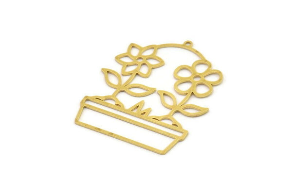Brass Flower Charm, Raw Brass Flower Charms, Brass Earring Charms, Brass Charms for Jewelry Making (40x34x0.60mm) SMP1386