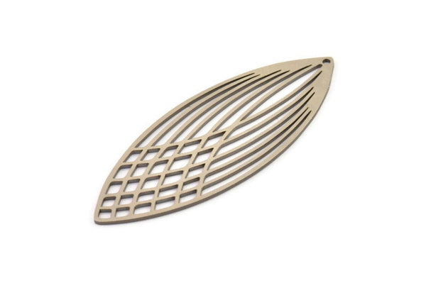 Steel Marquise Charm, Stainless Steel Marquise Charms With 1 Hole (56x22x0.80mm) SMP1391