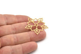 Brass Flower Charm, Raw Brass Flower Charms, Brass Earring Charms, Brass Charms for Jewelry Making (33x32x0.60mm) SMP1404