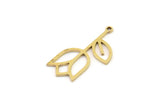Brass Flower Charm, Raw Brass Flower Charms, Brass Earring Charms, Brass Charms for Jewelry Making (26x11x0.80mm) SMP1355