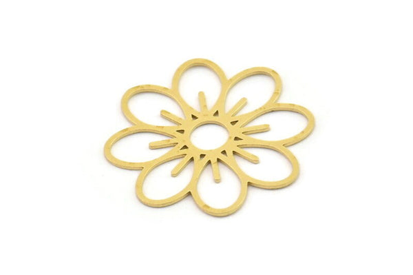 Brass Flower Charm, Raw Brass Flower Charms, Brass Earring Charms, Brass Charms for Jewelry Making (30x0.60mm) SMP1356