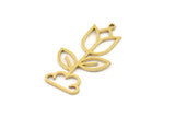 Brass Flower Charm, Raw Brass Flower Charms, Brass Earring Charms, Brass Charms for Jewelry Making (33x18x0.80mm) SMP1379
