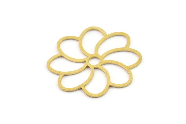 Brass Flower Charm, Raw Brass Flower Charms, Brass Earring Charms, Brass Charms for Jewelry Making (28x0.80mm) SMP1358