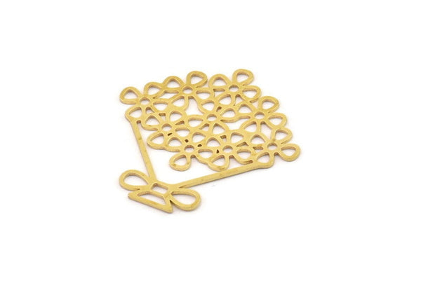 Brass Flower Charm, Raw Brass Flower Charms, Brass Earring Charms, Brass Charms for Jewelry Making (33x0.60mm) SMP1383