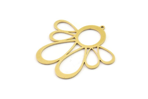 Brass Flower Charm, Raw Brass Flower Charms, Brass Earring Charms, Brass Charms for Jewelry Making (41x39x0.80mm) SMP1376