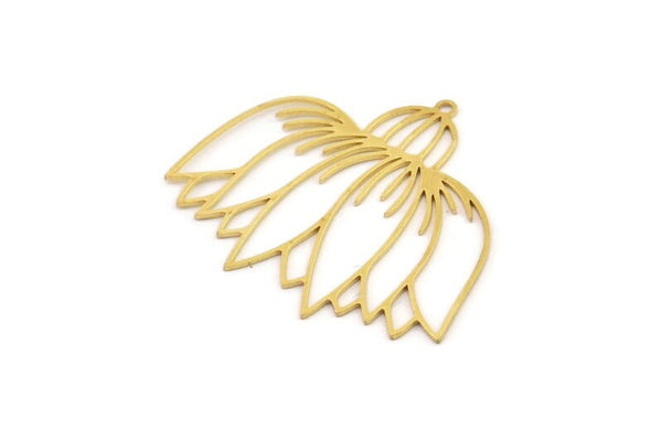 Brass Flower Charm, Raw Brass Flower Charms, Brass Earring Charms, Brass Charms for Jewelry Making (39x34x0.60mm) SMP1368