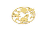 Brass Planet Charm, Raw Brass Saturn And Star Shaped Charms With 1 Loop, Pendants, Planet Findings (39x37x0.60mm) SMP1405