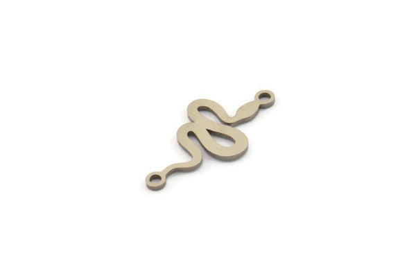 Steel Snake Charm, Stainless Steel Snake Charms With 2 Loops, Pendants, Connector Findings (21x11x0.80mm) SMP1399