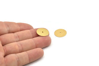 Gold Round Connector, 6 Gold Plated Brass Round Discs, Middle Hole Connectors, Bead Caps, Findings (16mm) Brs 66 A0445