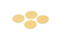 Gold Round Connector, 6 Gold Plated Brass Round Discs, Middle Hole Connectors, Bead Caps, Findings (16mm) Brs 66 A0445