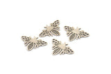 Silver Bee Charm, 12 Antique Silver Plated Brass Bee Charms, Findings (18x13x0.30mm) F102