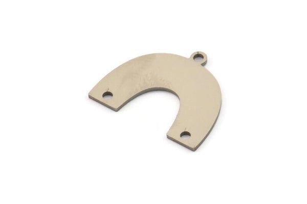 Steel Charm, Stainless Steel, Steel Pendants, Charm Pendants, U Shaped Charms, Steel Semi Circle Charms With 3 Holes (20x16x0.80mm) SMP1430