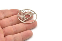Steel Round Charm, Stainless Steel Sun Charms With 1 Loop, Charm Pendants (37x35x0.80mm) SMP1427