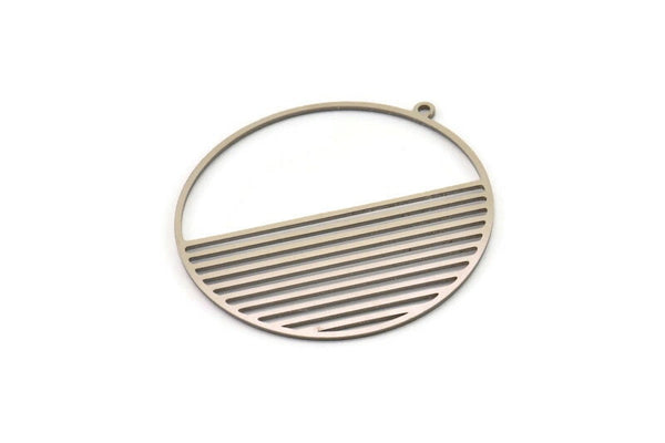 Steel Round Charm, Stainless Steel Round Shaped Charms With 1 Loop, Charm Pendants, Findings (42x40x0.80mm) SMP1422