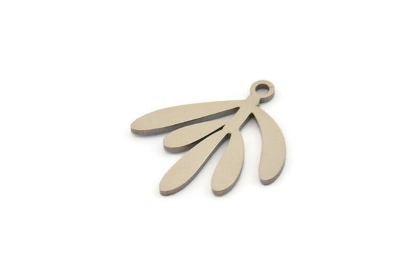 Steel Leaf Charm, Stainless Steel Leaf Charms With 1 Loop, Charm Pendants (18x17x0.80mm) SMP1429