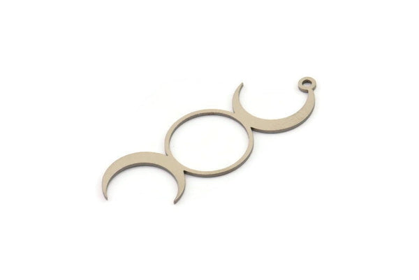 Steel Moon Charm, Stainless Steel Crescent Moon Charms With 1 Loop, Findings (43x15x0.80mm) SMP1425