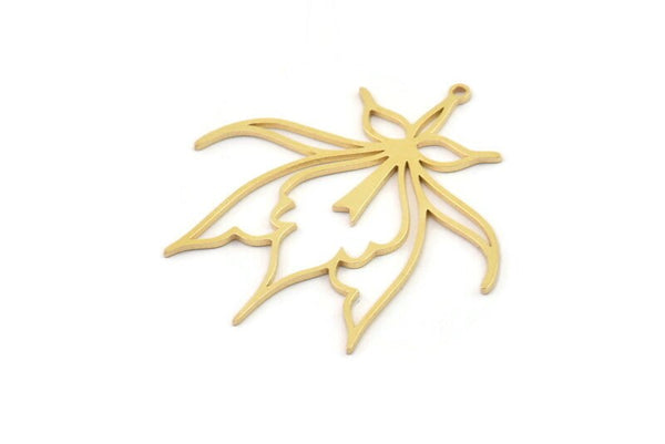 Brass Flower Charm, Raw Brass Flower Charms, Brass Earring Charms, Brass Charms for Jewelry Making (43x41x0.80mm) SMP1403