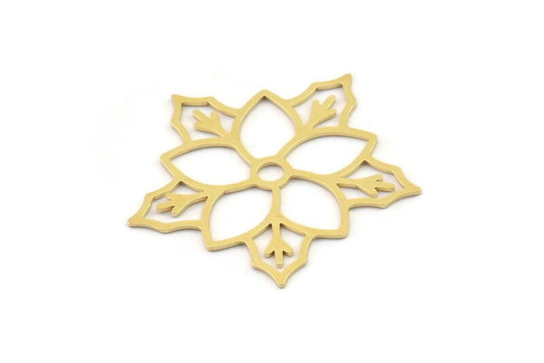 Brass Flower Charm, Raw Brass Flower Charms, Brass Earring Charms, Brass Charms for Jewelry Making (33x32x0.60mm) SMP1404