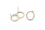 Silver Circle Earring, 6 Antique Silver Plated Brass Circle Stud Earrings (12mm) N0442 A1132 Q0219