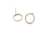 Silver Circle Earring, 6 Antique Silver Plated Brass Circle Stud Earrings (12mm) N0442 A1132 Q0219