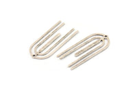Silver Fringed Charm, 8 Antique Silver Plated Brass Fringe Shaped Charms With 1 Hole, Findings (33x15x0.80mm) A6472