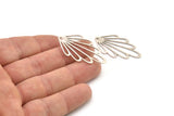 Silver Leaf Charm, 6 Antique Silver Plated Leaf Charms With 1 Hole, Charm Pendants (38.5x20x0.60mm) A5048
