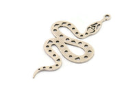 Silver Snake Charm, 6 Antique Silver Plated Brass Snake Pendants With 1 Loop, Charms, Findings (39x22x0.60mm) A3231