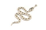 Silver Snake Charm, 6 Antique Silver Plated Brass Snake Pendants With 1 Loop, Charms, Findings (39x22x0.60mm) A3231