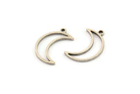 Silver Moon Charm, 24 Antique Silver Plated Brass Crescent Moon Charms With 1 Loop (17x5x1mm) A3768