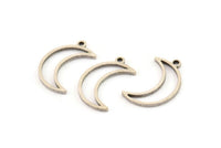 Silver Moon Charm, 24 Antique Silver Plated Brass Crescent Moon Charms With 1 Loop (17x5x1mm) A3768
