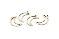 Silver Moon Charm, 24 Antique Silver Plated Brass Crescent Moon Charms With 1 Loop (17x5x1mm) A3768