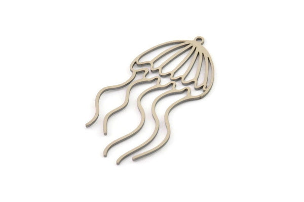 Steel Jellyfish Charm, Stainless Steel Jellyfish Charms With 1 Loop, Charm Pendants (43x21x0.80mm) SMP1432 A5623