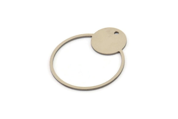 Steel Geometric Charm, Stainless Steel Round Charms With 1 Hole (31x26x0.80mm) SMP1431