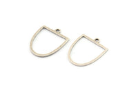 Silver D Shaped Charm, 24 Antique Silver Plated Brass D Shaped Charms With 1 Loop, Earrings, Findings (18x15x0.60mm) A4424
