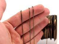 Black Chain Faceted, 4 M (1.5mm) Black Antique Brass Faceted Soldered Curb Chain - Ys009 ( Z046 )
