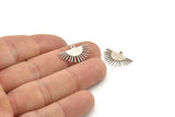 Silver Sun Charm, 12 Antique Silver Plated Brass Sun Charms With 1 Loop, Findings (20x13x0.60mm) A4057