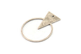 Silver Round Charm, 6 Antique Silver Plated Brass Triangle Charms With 1 Hole, Findings (34x27x0.80mm) A5657 H0840