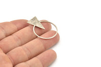 Silver Round Charm, 6 Antique Silver Plated Brass Triangle Charms With 1 Hole, Findings (34x27x0.80mm) A5657 H0840