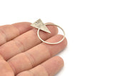 Silver Round Charm, 6 Antique Silver Plated Brass Triangle Charms With 1 Hole, Findings (34x27x0.80mm) A5657 H0840
