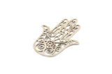 Silver Hand Charm, Antique Silver Plated Brass Hand Shaped Charms, Earrings, Findings (44x35x0.60mm) SMP0167 A2644