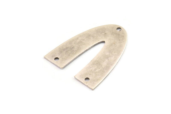 Silver Geometric Charm, 4 Antique Silver Plated Brass V Shaped Charms With 3 Holes, Pendants, Findings (29x24x0.70mm) B0237