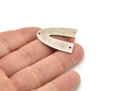 Silver Geometric Charm, 4 Antique Silver Plated Brass V Shaped Charms With 3 Holes, Pendants, Findings (29x24x0.70mm) B0237