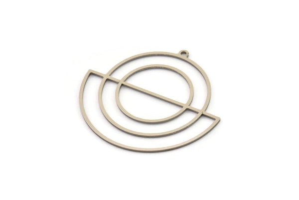 Steel Circle Charm, Stainless Steel Semi Circle Charm With 1 Loop, Charm Pendants (37x35x0.80mm) SMP1424 A5784